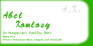 abel komlosy business card